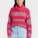 Universal Threads Women's Turtleneck Pullover Sweater - Universal Thread Pink Jacquard Sz S Photo 0