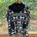 Double Zero  Women's Boho Cowl Neck Poncho Sweater With Fringe Size M Photo 0