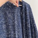 J.Jill  Azure Blue White Azalea Open Front Long Duster Topper Cardigan Sweater Photo 3