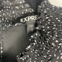 EXPRESS  Black White Speckled Smocked Mock Neck Tiered Ruffle Mini Dress Photo 2