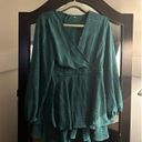 Relipop NEW Green Rompers V Neck Waist Tie Layered Ruffle Hem M Photo 4