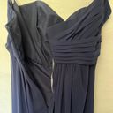 David's Bridal  Long Strapless Chiffon dress Sz 12 Marine Blue style F15555 Prom Photo 6