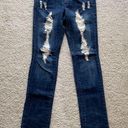 Miley Cyrus Authentic Y2K  Max Azaria Size 5 dark wash distressed midrise straight jeans Photo 0