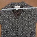 Dress Barn  90s y2k stretchy womens button up rave silver black top size M Photo 5