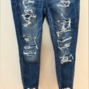 American Eagle Size 10 Regular  Dark Blue Distressed Hi-Rise Jegging Crop Jeans Photo 2