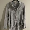 American Threads La Miel Soft Washed Crinkled Button-Up Shirt | Size Large | Cloudy Blue Color Photo 1