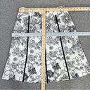 Apt. 9  Floral Twill A Line Skirt Black White 8 Cotton Photo 10