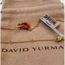 David Yurman  Red Enamel 18K Yellow Gold Heart Pendant Necklace Adjustable Chain Photo 6