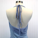 Naked Wardrobe NEW  Womens XL Blue Shimmer Glow For It Cowl Drape Halter Top Photo 4