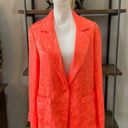 Alice + Olivia  Shanda Jacquard Satin Pajama Blazer Coral Orange Womens Small Photo 5