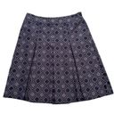 Ann Taylor  Skirt Purple Black Geo Print Silk Cotton Pleated Knee Length Size 8 Photo 9