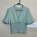 idem Ditto  Smocked Puff Sleeve Blouse Textured Size Large‎ Gauze Mint Photo 6