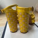 Tory Burch  Bright Yellow Leather Strappy Basket Woven Covered Heel Sz 7 Photo 11