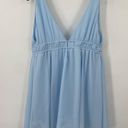 Lucy in the Sky  Blue A-Line Plunge Mini Dress Babydoll Fit & Flare V Neck Blue M Photo 4