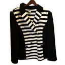 Anne Klein  Women's Colorblock Striped Double Breasted Jacket Black White Size 12 Photo 1