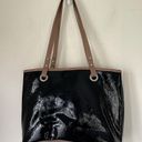 Nine West  Tote Bag large shoulder purse black faux patent leather ~ EUC Photo 2