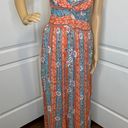 Angie NWT  Boho Knot Front Printed Maxi Dress Blue Orange Size Medium Photo 0