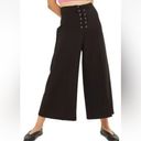 Topshop  Womens Black Cropped Wide Leg Capri Lace Up Palazzo Pant sz 6 Pirate Photo 3