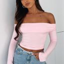 White Fox Boutique White Fox Keep Saying Sorry Long Sleeve Top Baby Pink Off The Shoulder Photo 0