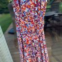 American Eagle  size medium one shoulder floral red brown midi dress Photo 2