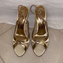 Bebe Italian Leather Gold Heels Photo 3