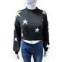 SheIn Sweater Crop Top Black White Stars Long Sleeve Small Pullover Photo 4