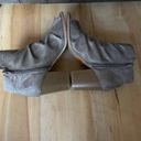 Rampage Ruched Booties Boots Taupe Suede Boho Peep Toe Block Heel 9 1/2 by  Photo 4