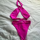 frankie's bikinis Dorothy hot pink cross chest wrap one piece bikini L Photo 5