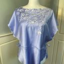 Natori Vintage  Lavender Satin Floral Embroidered Top Large Photo 6