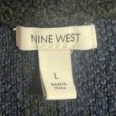 Nine West Large open front cardigan sweater jacket pockets  blue black sweater Photo 5