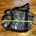 Guess  Y2K Black & White Cotton Fabric Faux Leather Oversized Tote Bag Purse Photo 2