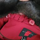 Gallery  Deep Red Faux Fur Collar Quilted Jacket Size L Photo 9