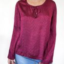 White Stag Vintage Cranberry Red Satin Peasant Blouse Jacquard Paisley Size S  Photo 3