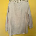 Isaac Mizrahi  NY Size Large Linen Blend Beaded Neck Beach Comfy Tunic Blouse Photo 5