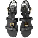 Christian Dior  Double-D Gold Buckle Black Leather Gladiator Strappy Flat Sandals Photo 1