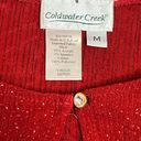 Coldwater Creek  Women's Deep Red Glittery Cardigan Size Medium Gem Button Photo 8