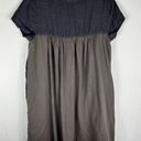 CP Shades Charcoal Gray Linen Contrast Back Pocket Longline Tunic Top Photo 3