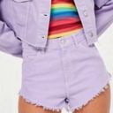 Topshop Moto Kiri Fray Cutoff Shorts Purple High Waist New US 2 Photo 0