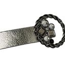 Chico's Chico’s leather belt silver crackled metallic adjustable slider S/M Photo 3