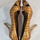 Enzo Angiolini  Womens Shoes 7.5 Orange Leather Giraffe Print Open Toe Pump Heels Photo 9