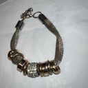 Twisted Mesh  Silver Tone Bracelet With Barrel Charms Photo 1