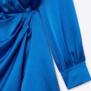 ZARA Dress blue long sleeve draped wrapped mini party cocktail wedding Photo 5