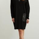 Joseph Ribkoff NEW  Leatherette Accent Black Relax Fit Long Sleeve Dress Size 10 Photo 9