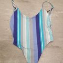 Vitamin A 💕💕 Yasmeen One Piece Swimsuit ~ Aquazul Stripe 12 D XL NWT Photo 3