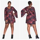 City Chic  Crimson Rose Tunic Mini Dress Bell Sleeves Size 14 NWT Black & Red Photo 1