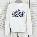 American Eagle  Outfitters Floral Front Sweatshirt White Blue Medium Grandma Photo 0