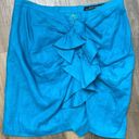 ZARA  Women’s Teal Linen Ruffle Midi Skirt Size Small Photo 0