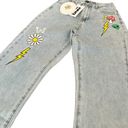 Princess Polly  Denim Flare Jeans with cute graphics Photo 4