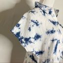 Rachel Zoe  White Blue Tie Dye Linen Short Sleeve Top Small NWT Peplum Photo 3