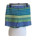 J. McLaughlin High Waist Shorts Blue Size 6 Stripes Preppy Coastal Minimalist Photo 0